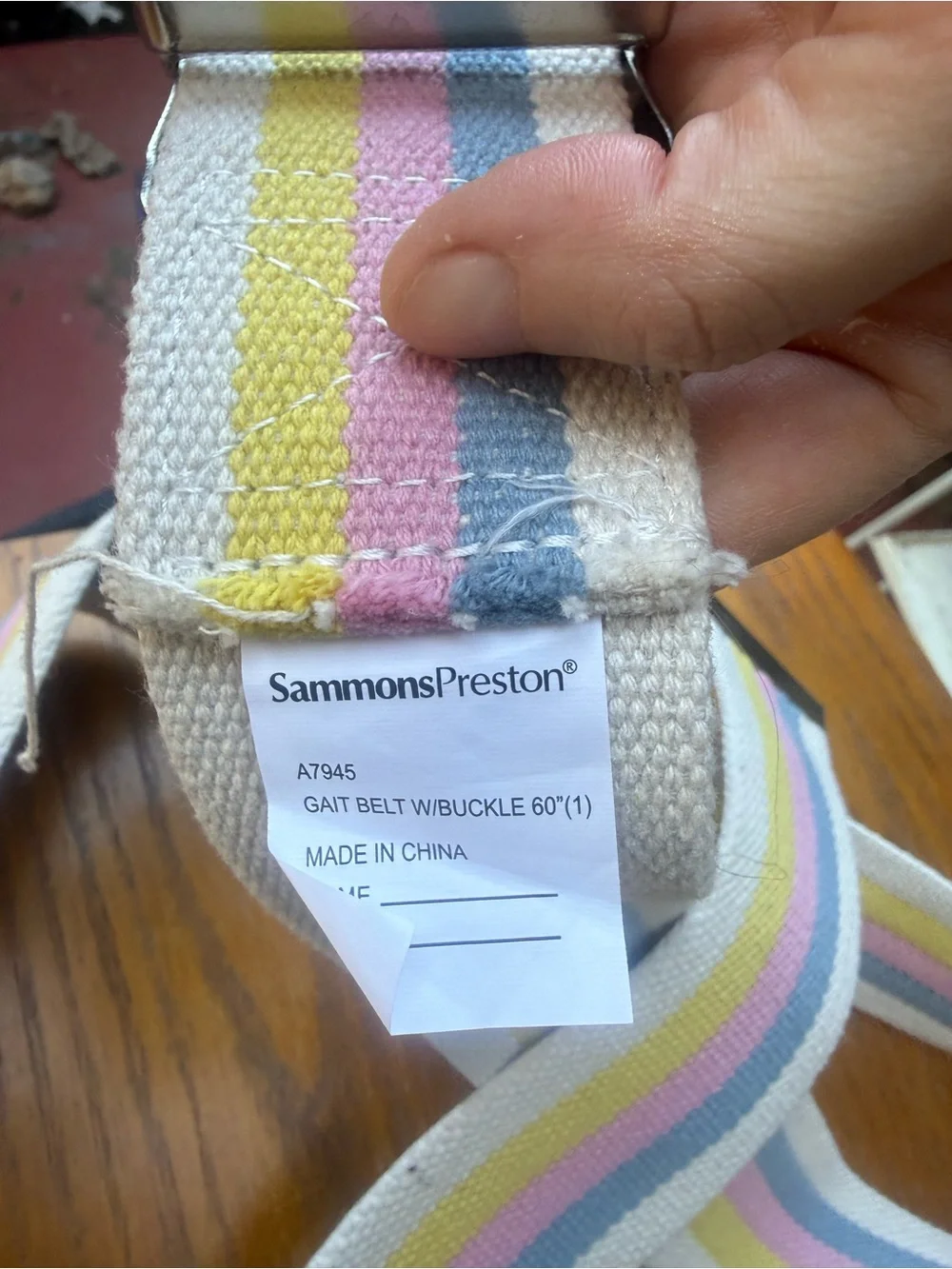 Vintage Belt 100% Cotton Metal Buckle Gait Mobility Unisex 60 inch rainbow Strip
